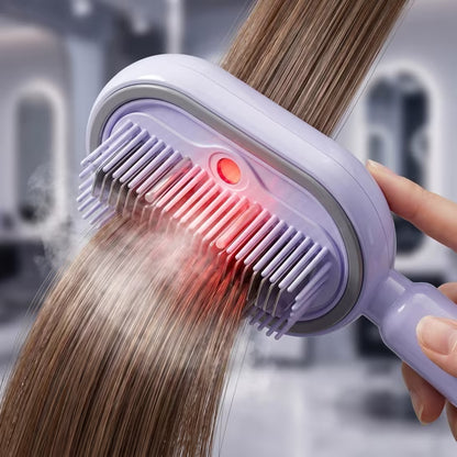 Steam Straightener Brush | Rechargeable Detangling Tool with Oil, Smoothing Curly Thick Straight Wavy Girls Travel Everyday