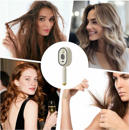 Steam Straightener Brush | Rechargeable Detangling Tool with Oil, Smoothing Curly Thick Straight Wavy Girls Travel Everyday