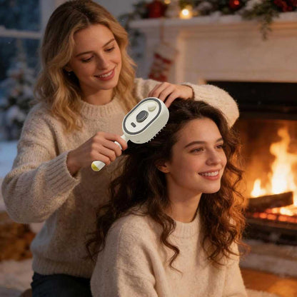 Steam Straightener Brush | Rechargeable Detangling Tool with Oil, Smoothing Curly Thick Straight Wavy Girls Travel Everyday